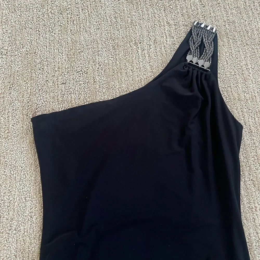 Aqua Black Mini One Shoulder Bodycon Dress - Picture 4 of 6